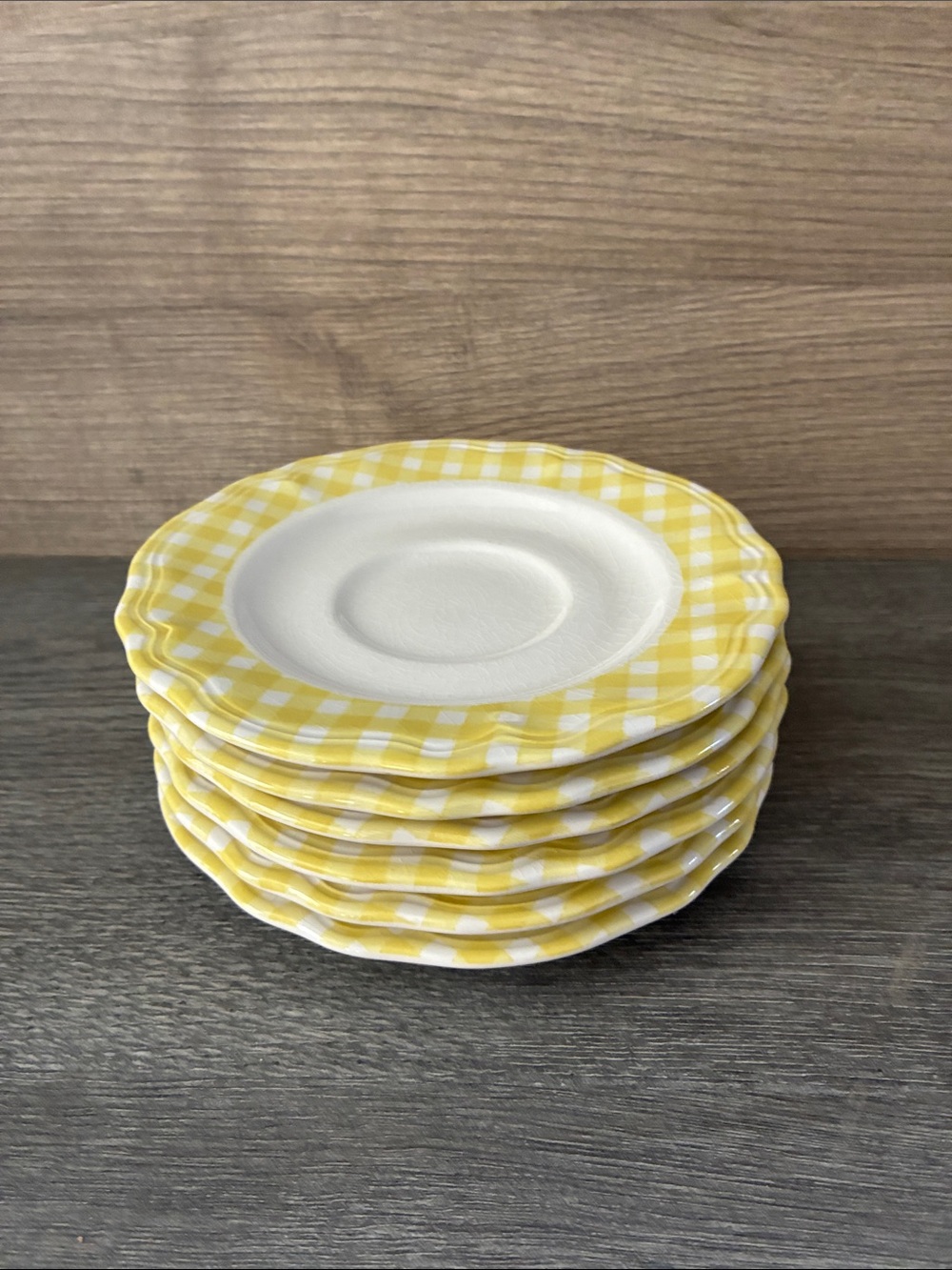 Sears Judy Ironstone 4004 Yellow Check
Saucers ONLY Set of 6